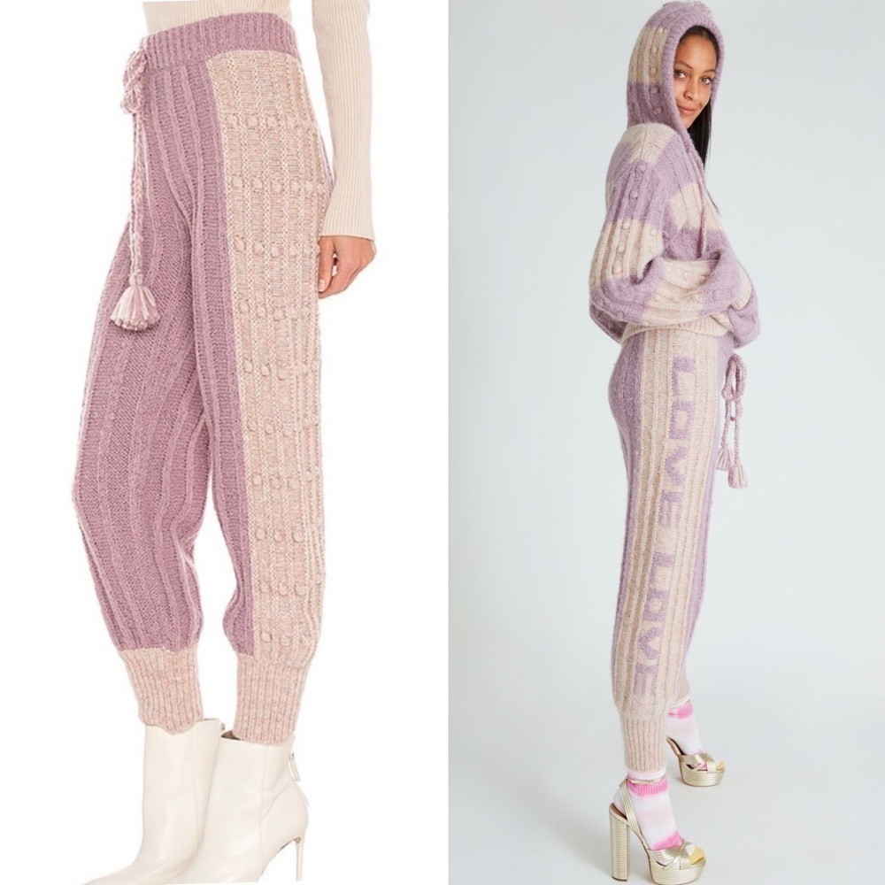 NWT LOVESHACKFANCY Jogger Chunky Bauble‎ Knit Ribbed Alpaca/Wool Lounge Pants M - Picture 6 of 16